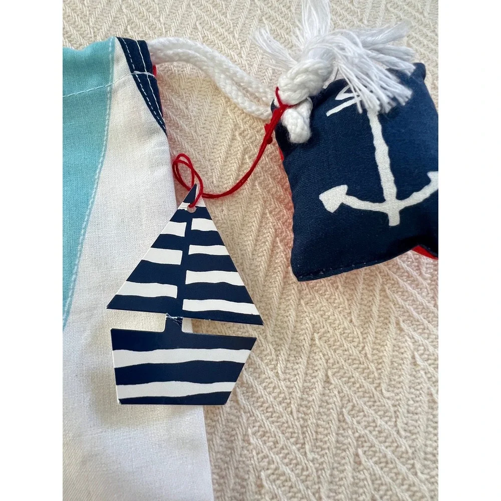 Vintage New w/ Tags Laura Ashley Sailboat Drawstring Laundry Bag Made in UK